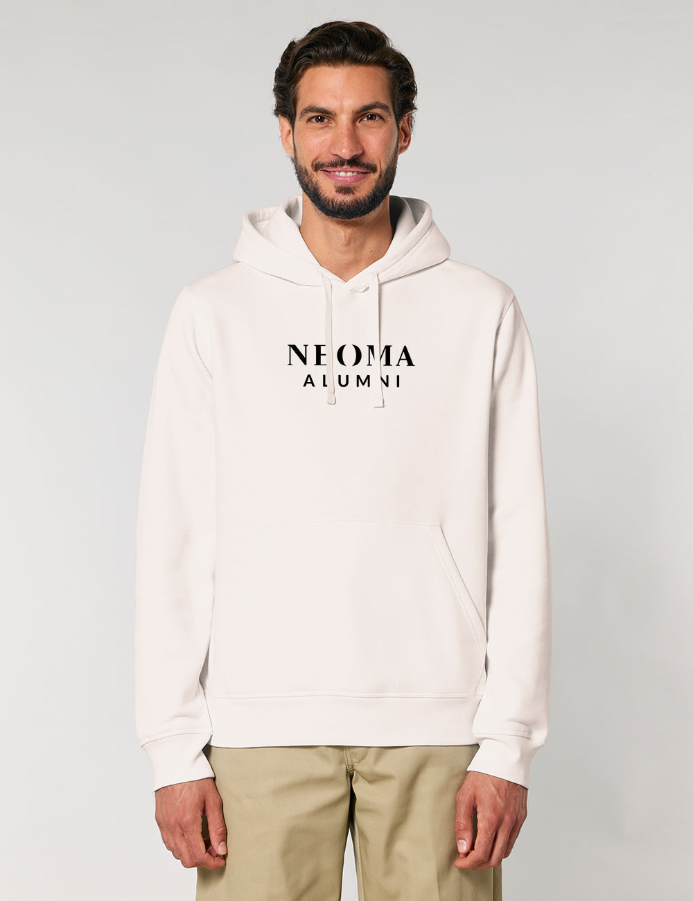 Sweat capuche crème logo texte
