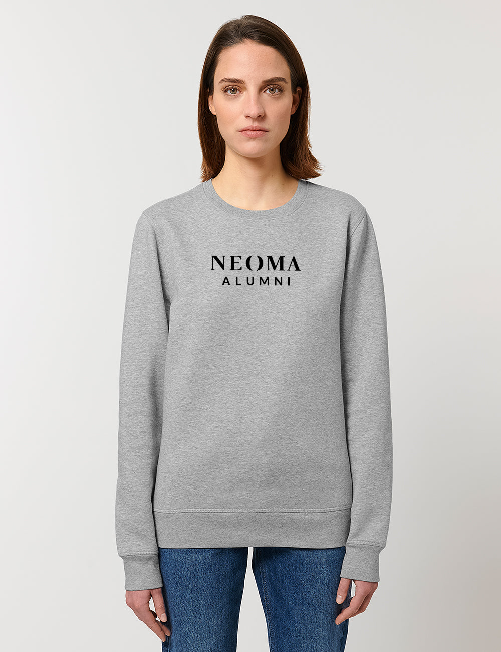 Sweat col rond gris logo texte