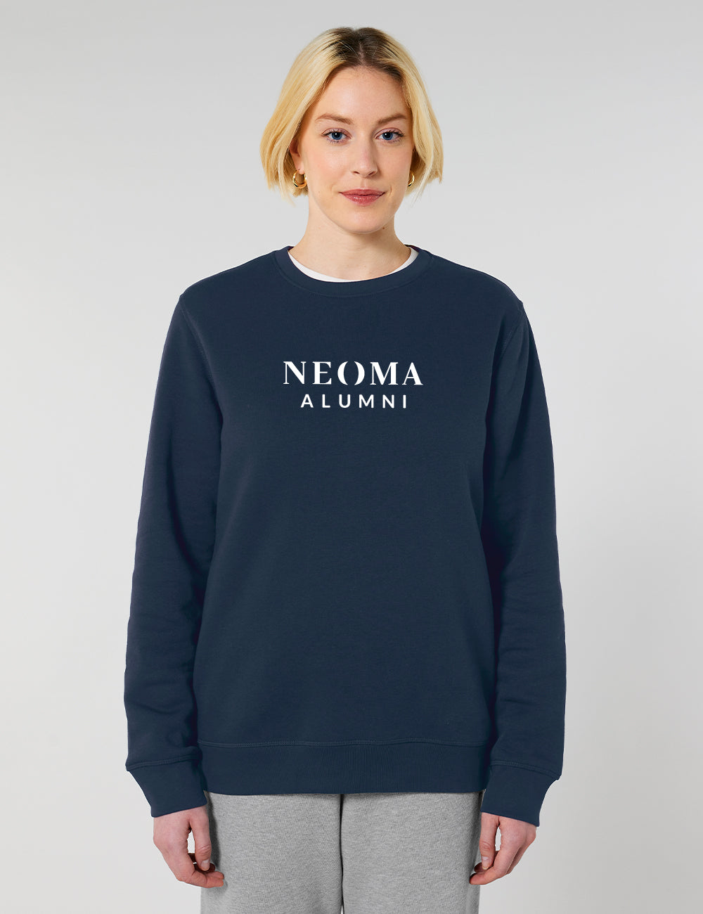 Sweat col rond marine logo texte