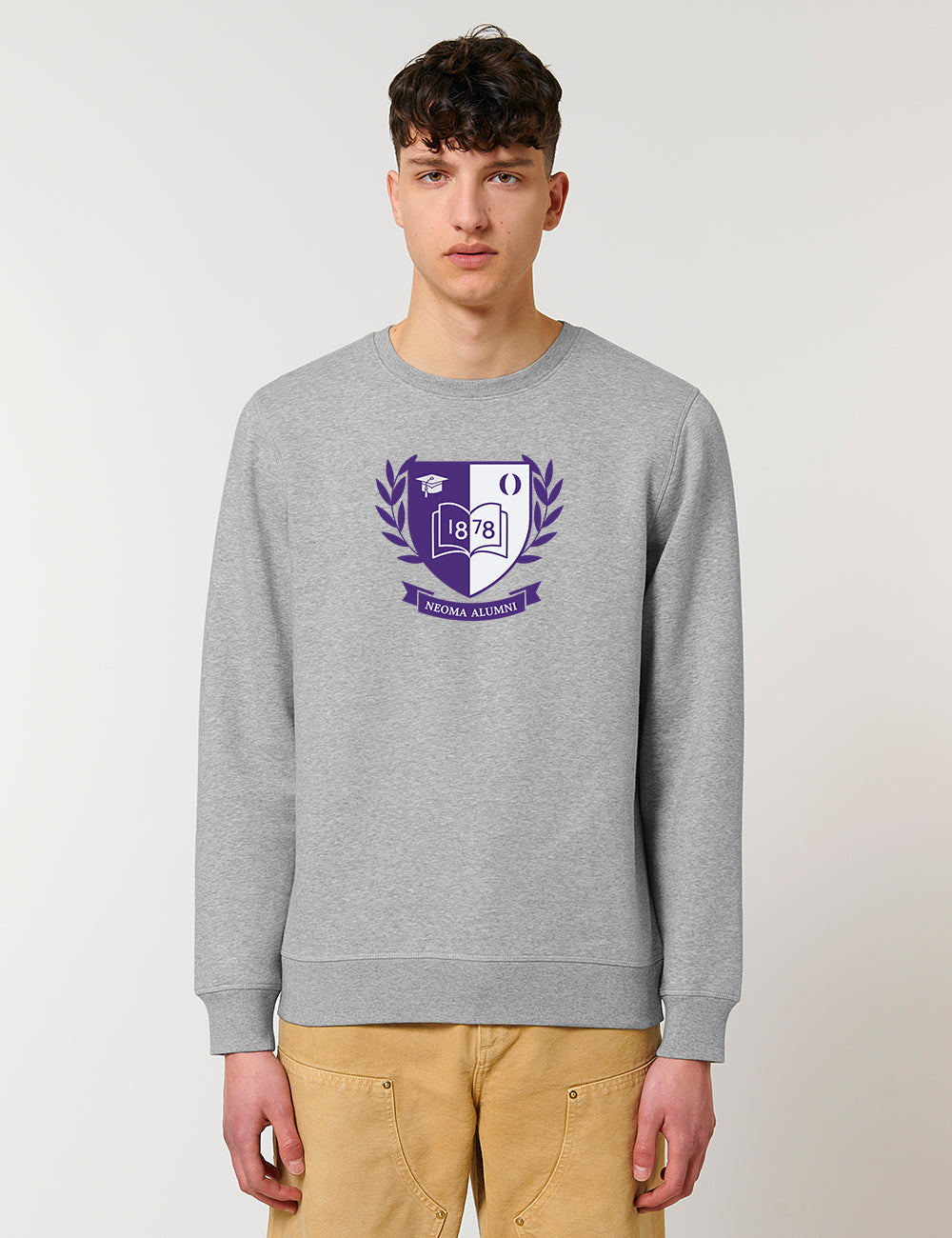 Sweat col rond gris logo blason