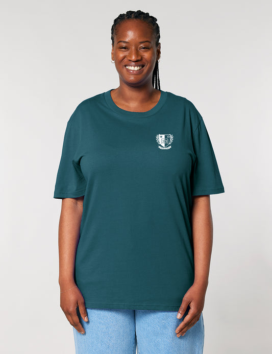 T-Shirt bleu canard logo blason