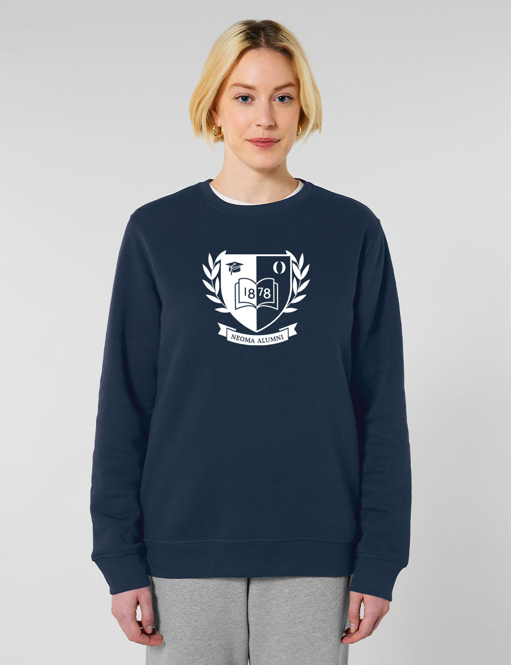 Sweat col rond marine logo blason
