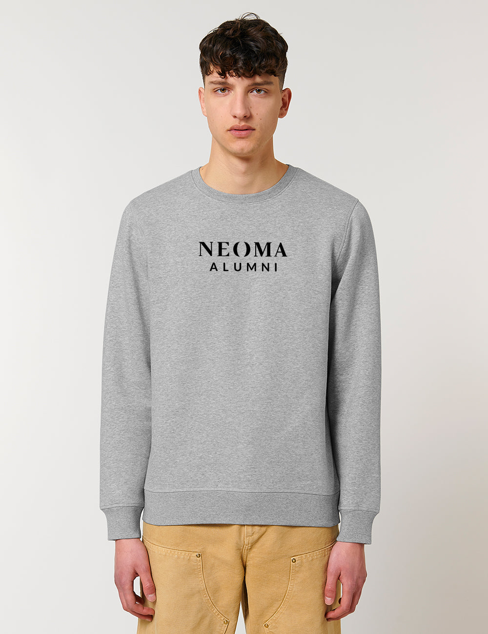 Sweat col rond gris logo texte