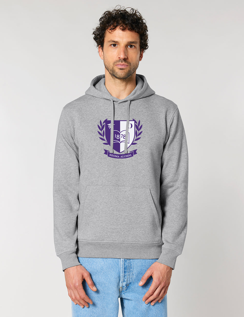 Sweat capuche gris logo blason