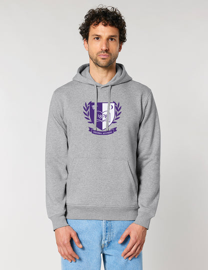 Sweat capuche gris logo blason