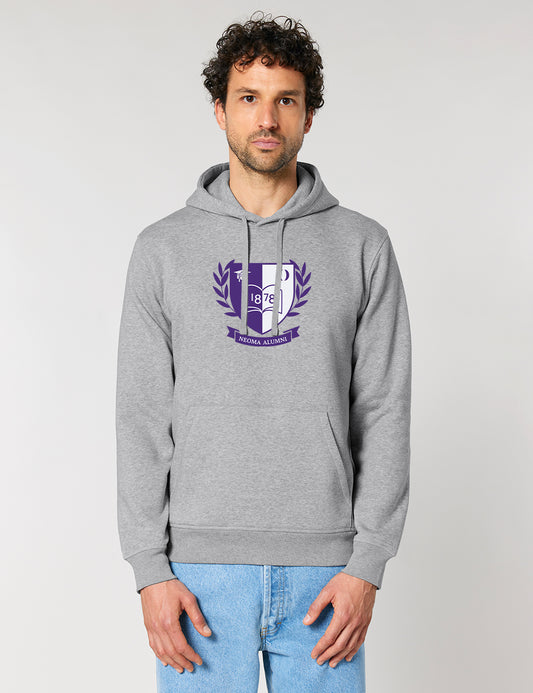 Sweat capuche gris logo blason